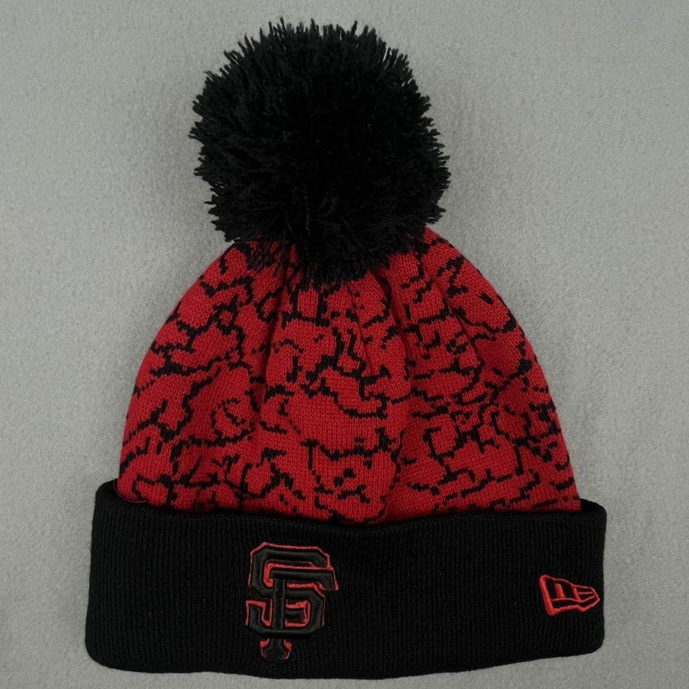 San Francisco Giants New Era Hat Beanie Knit Pom Red MLB Baseball Adult Snow NEW